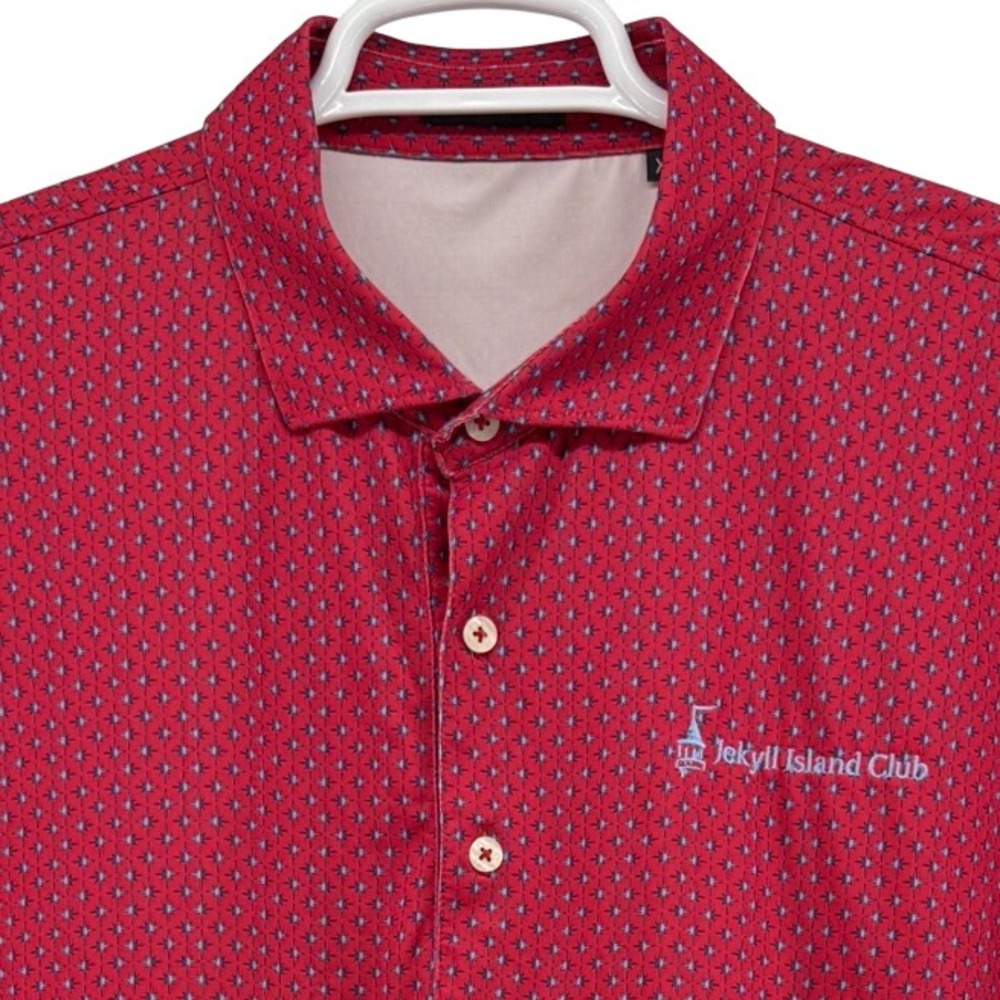 Turtleson XL Red Starburst Polo Shirt Jekyll Island Club Performance Stretch